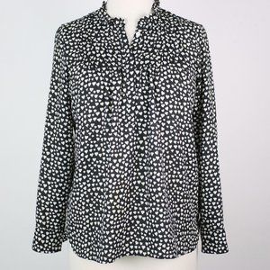 J.Crew Womens Size 00 Mercantile Pintuck Heart Print Popover Blouse Top